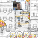 Two avatars stand side by side in a town square decked out with balloons and a giant 2021 sign.